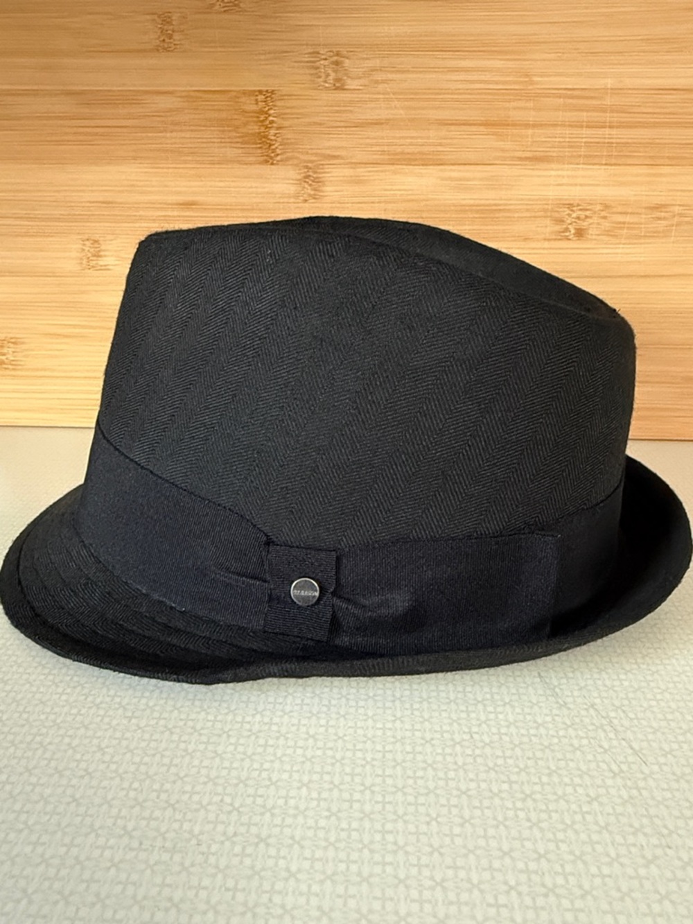 Classic Black with Subtle Black Pin striping Fedora Hat Stetson brand Size S/M